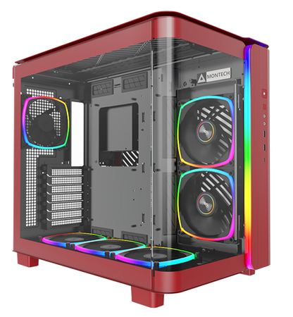 Montech KING 95 PRO Red Mid Tower ATX Case, T/G Side Panels, NO PSU