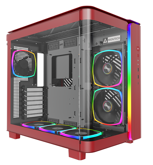 Montech KING 95 PRO Red Mid Tower ATX Case, T/G Side Panels, NO PSU