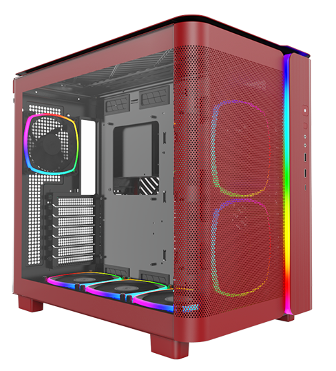 Montech KING 95 PRO Red Mid Tower ATX Case, T/G Side Panels, NO PSU