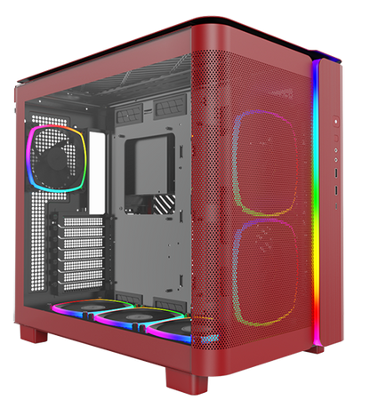 Montech KING 95 PRO Red Mid Tower ATX Case, T/G Side Panels, NO PSU