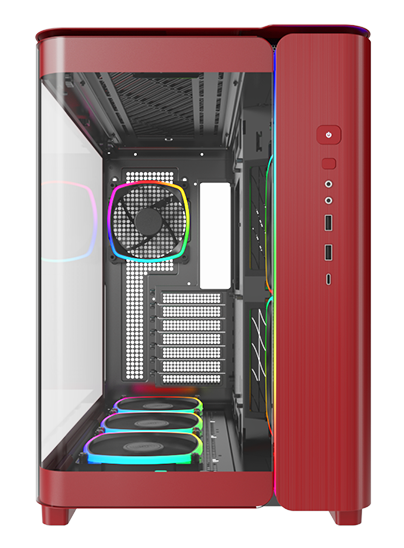 Montech KING 95 PRO Red Mid Tower ATX Case, T/G Side Panels, NO PSU