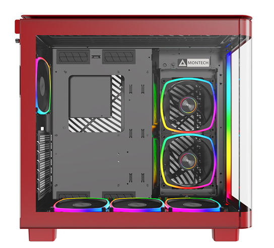 Montech KING 95 PRO Red Mid Tower ATX Case, T/G Side Panels, NO PSU