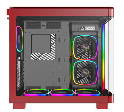 Montech KING 95 PRO Red Mid Tower ATX Case, T/G Side Panels, NO PSU